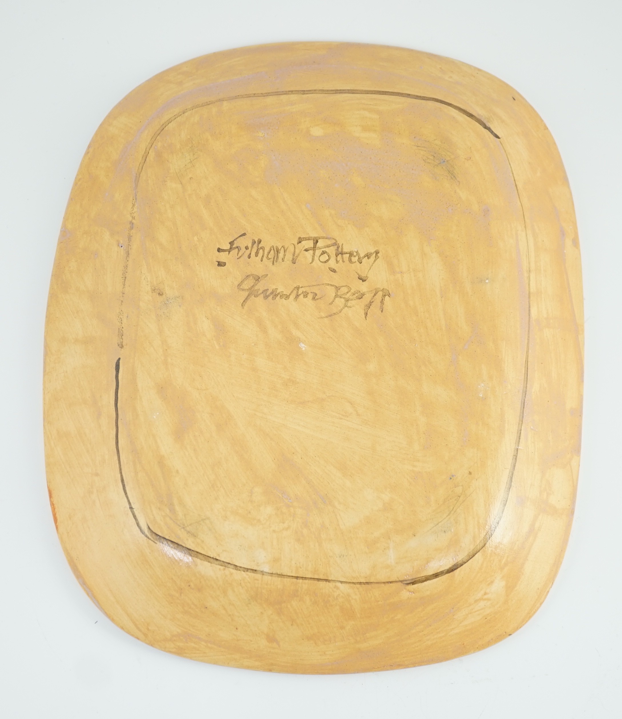 Quentin Bell (1910-1996) for Fulham pottery. An earthenware dish, 34.5cm wide